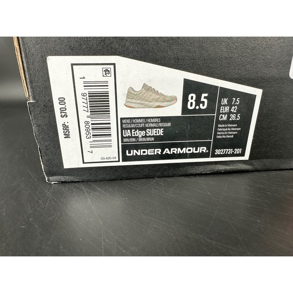 Under Armour UA Edge Suede Mens 8.5 Brown Tan Running‎ Shoes 3027731-201 New Box main image 4